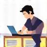 Illustration of writing a document or preparing files icon